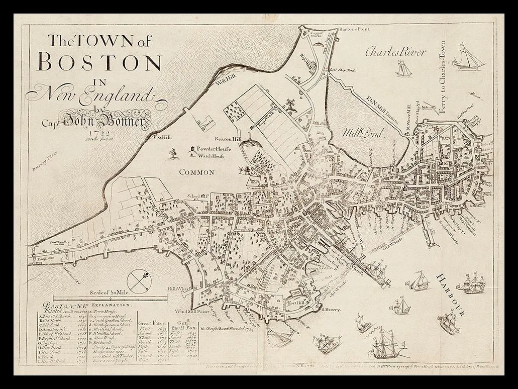 1722  Antique Boston Map