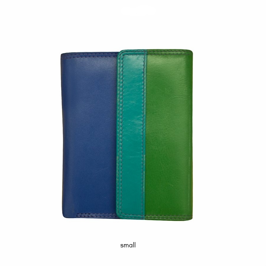 multicolor green pink trifold leather wallet — MUSEUM OUTLETS