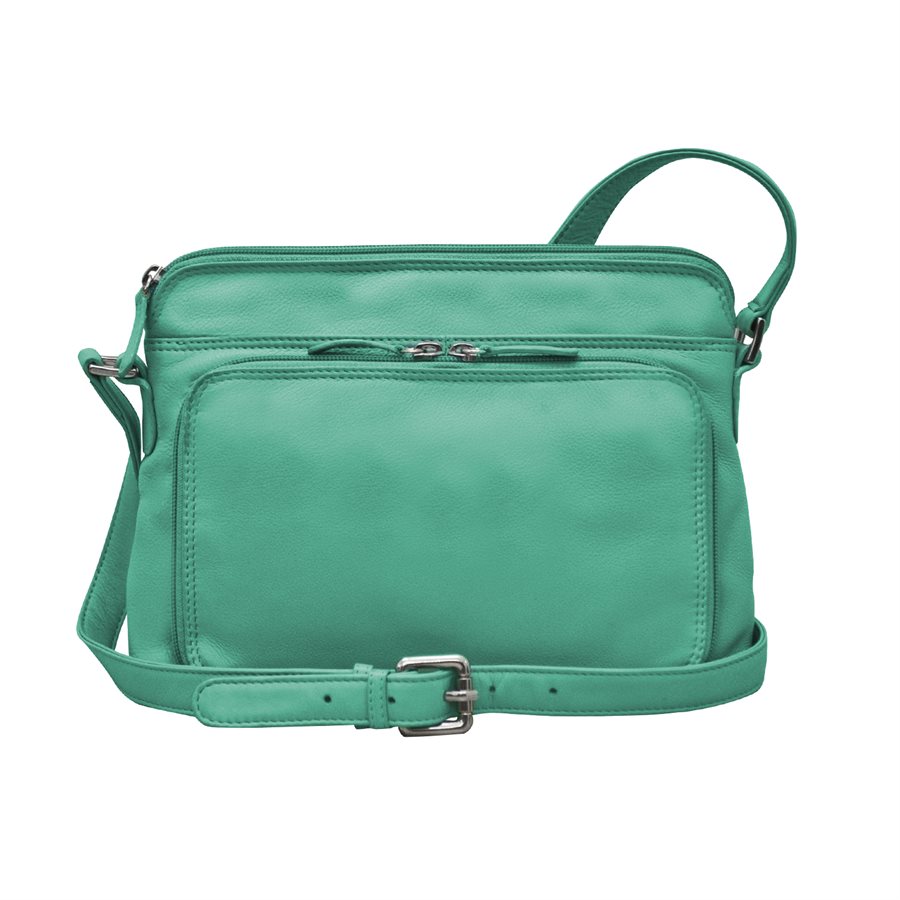Small leather bag in TURQUOISE. Cross body / shoulder bag in