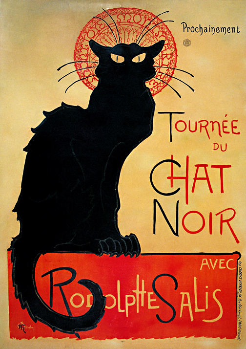 Chat Noir Black Cat Vintage print art poster Prochainement painting A1 size 
