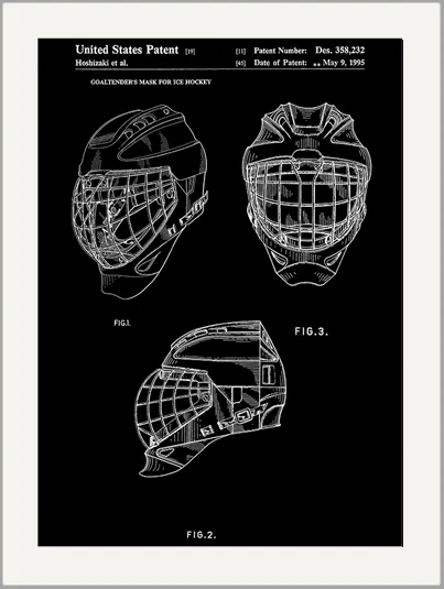 Hockey Goaltender Mask  Patent Drawing Greeting Card