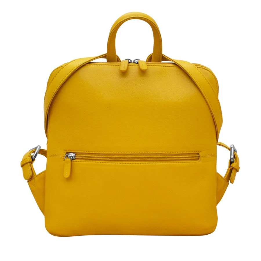yellow leather backpack