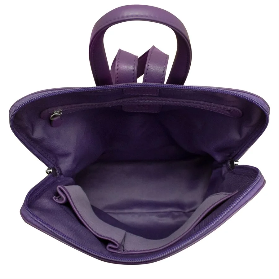 purple leather backpack purse
