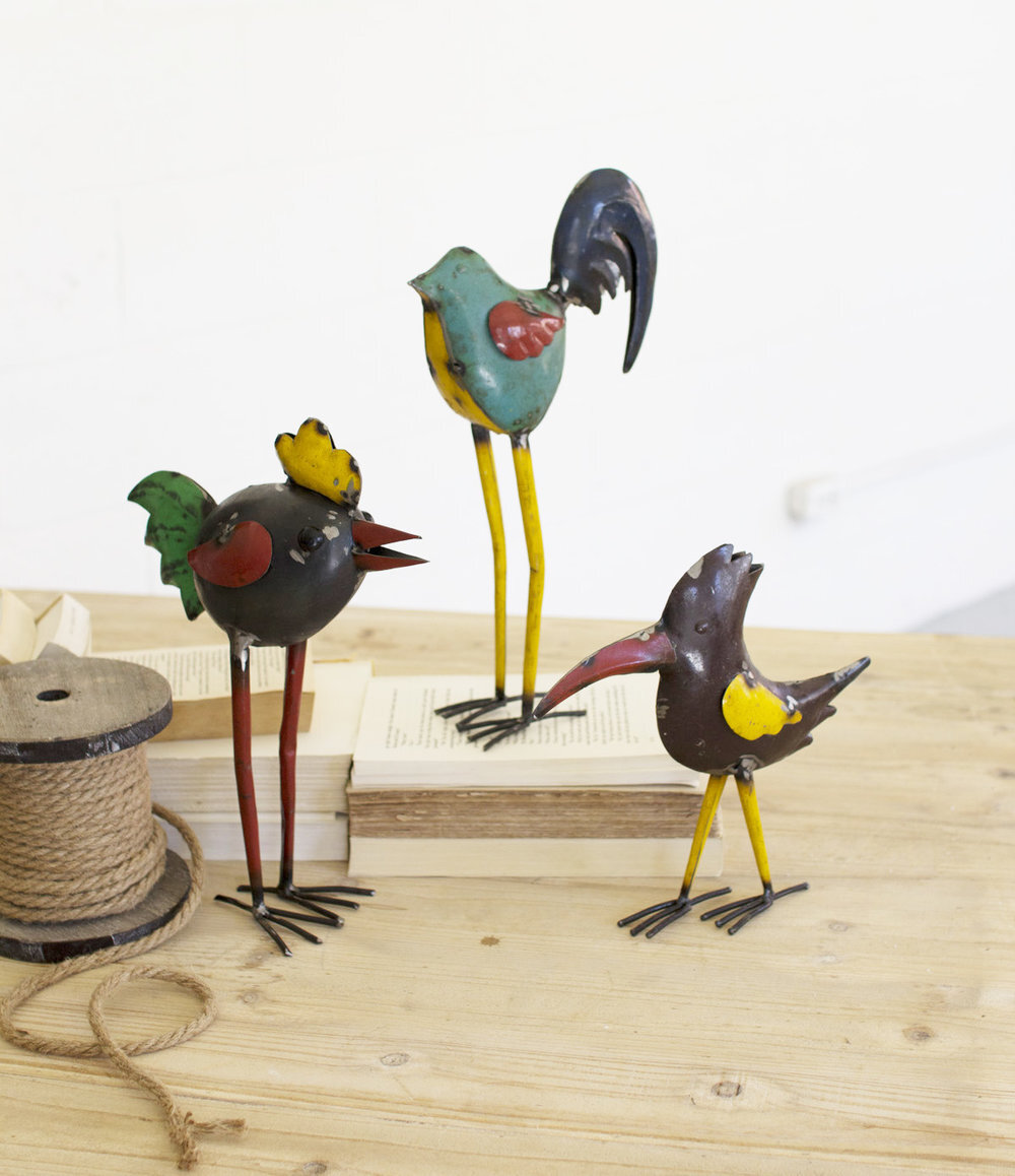 recycled metal birds