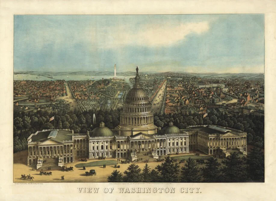1871 Washington DC Bird's Eye Antique Map — MUSEUM OUTLETS