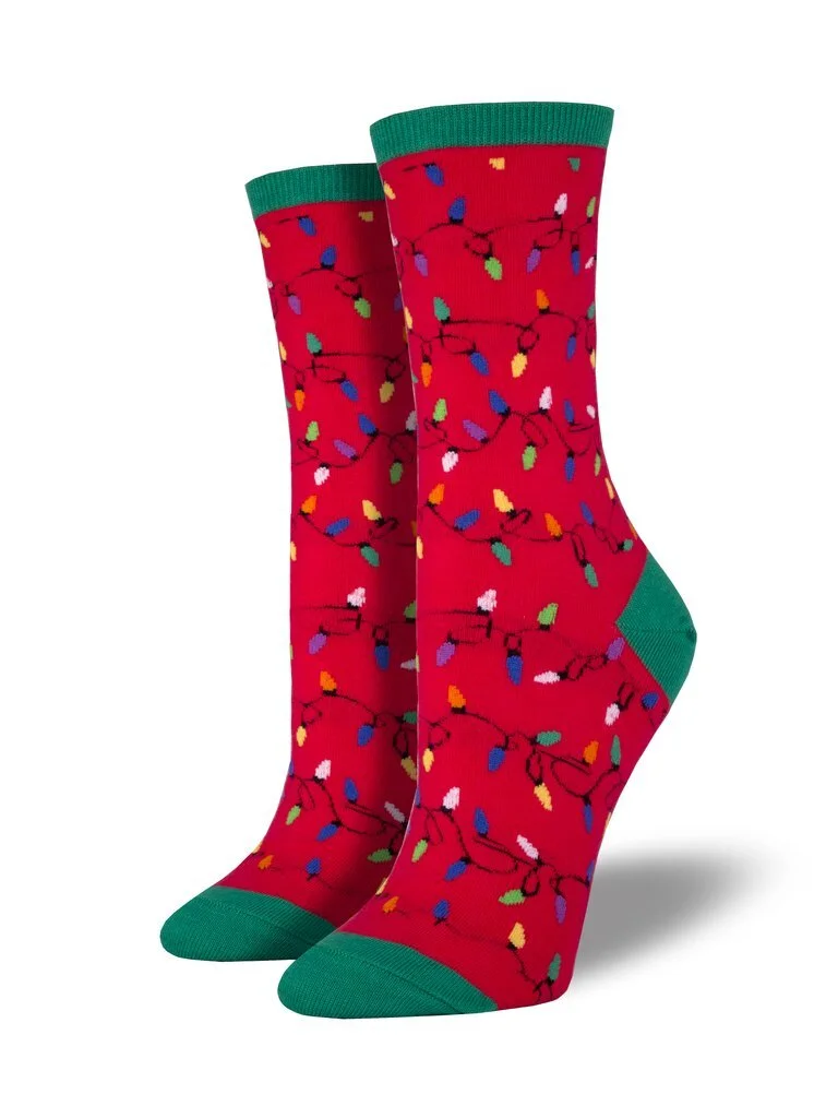 christmas lights holiday women's socks — MUSEUM OUTLETS