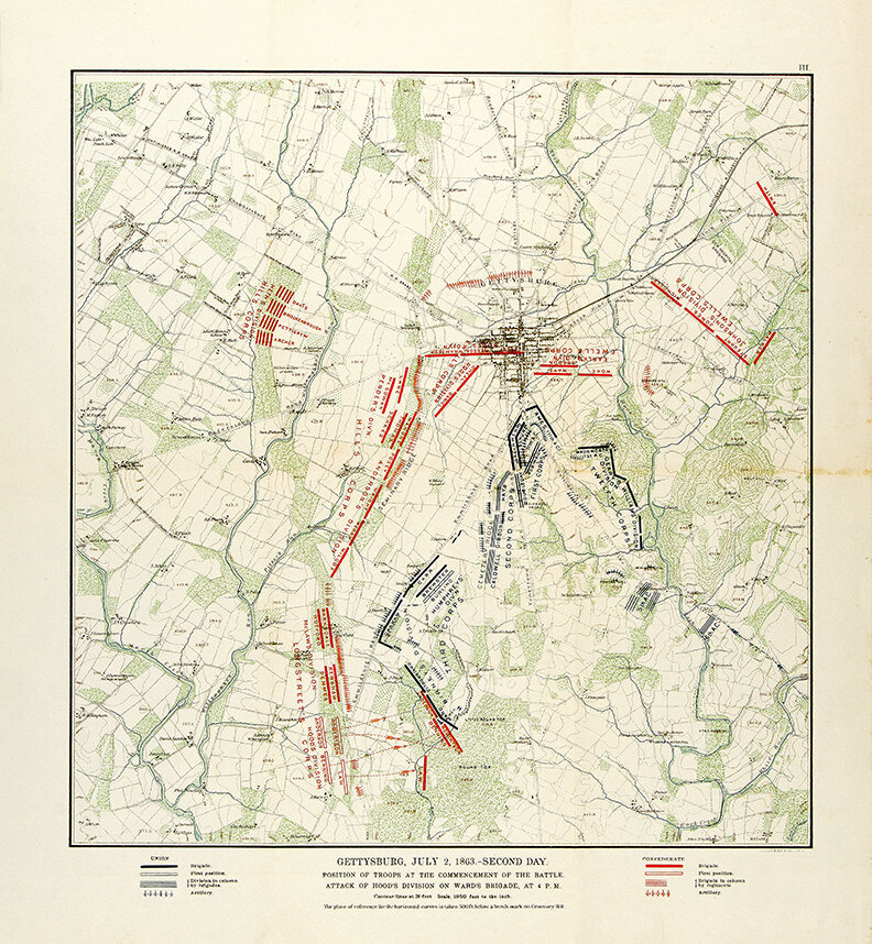 Many Sizes; Map Of Battle Field Of Gettysburg Poster First Day 1863