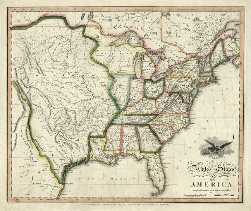 1818 Native Americans Regions in  America Antique Map