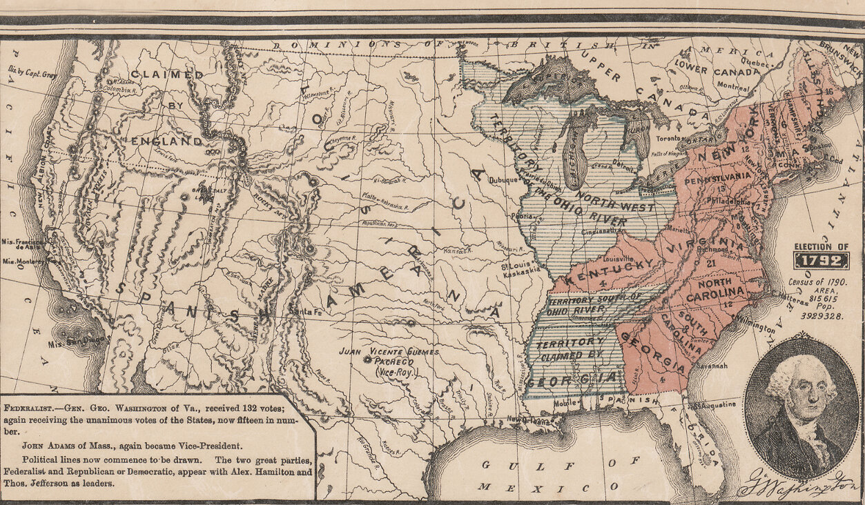 1789-1876 Presidential Elections United States Map