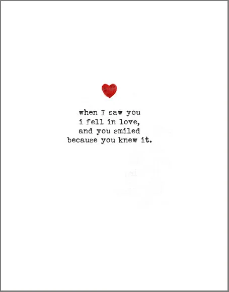 when I saw you i fell in love word cards