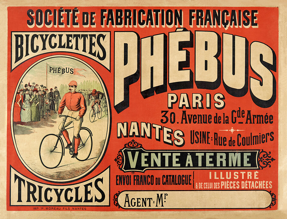 24x36 1890s Phebus Bicycles Paris Vintage Style Cycling Advertising Poster 