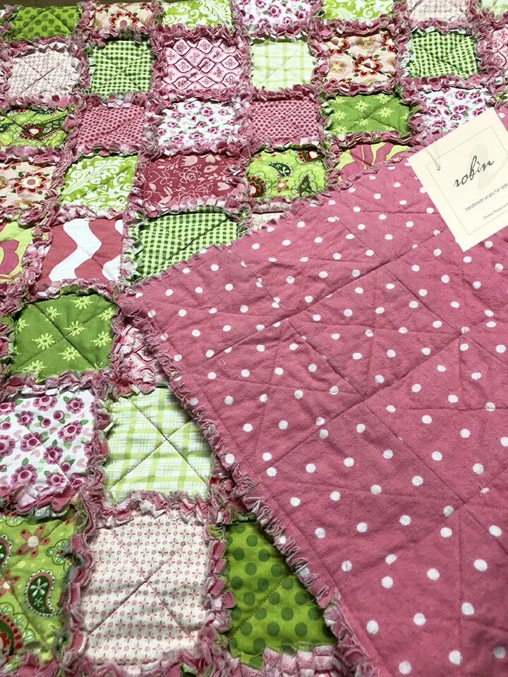 handmade pink and green baby quilt for girl — MUSEUM OUTLETS