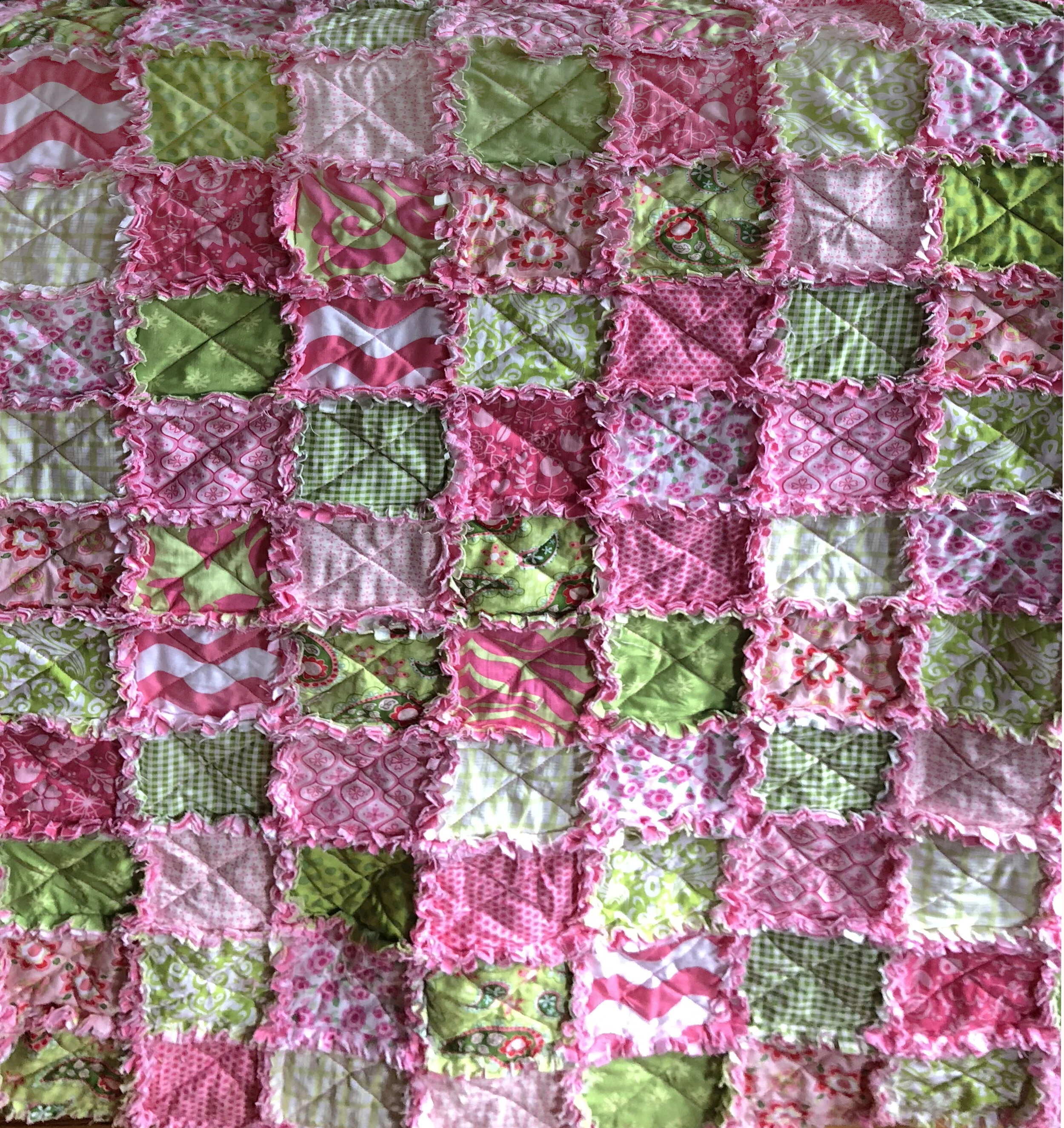 handmade pink and green baby quilt for girl — MUSEUM OUTLETS
