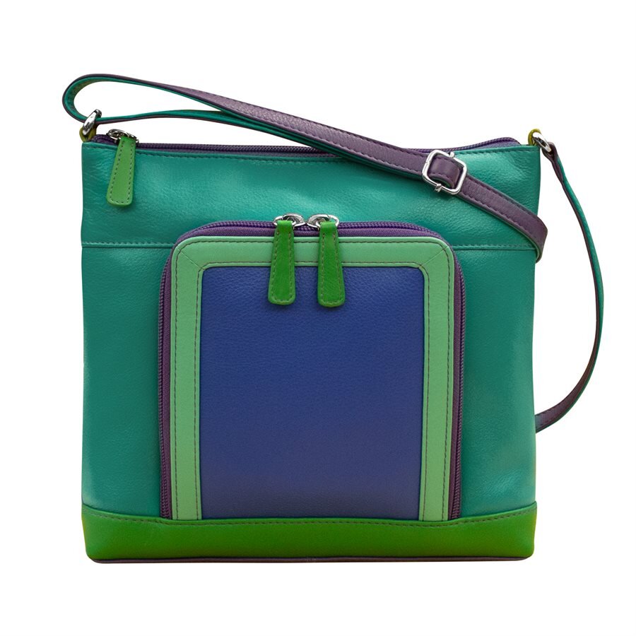 multicolor leather handbag