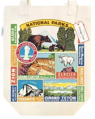 vintage national parks tote bag