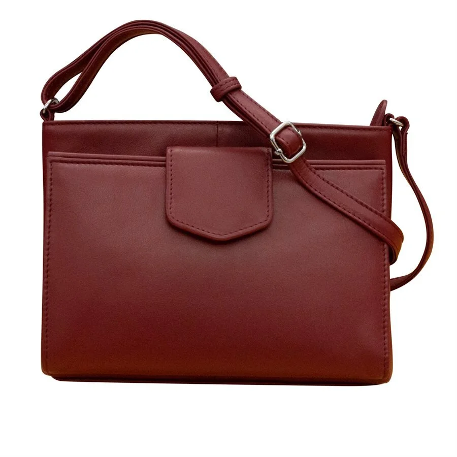 merlot wine crossbody organizer leather handbag — MUSEUM OUTLETS
