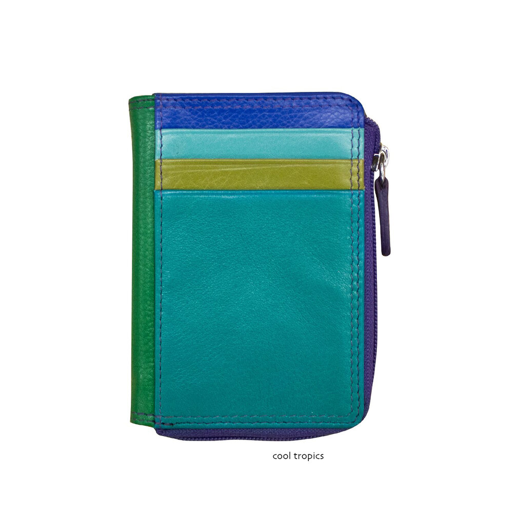 multi color leather wallet with snap closure — MUSEUM OUTLETS