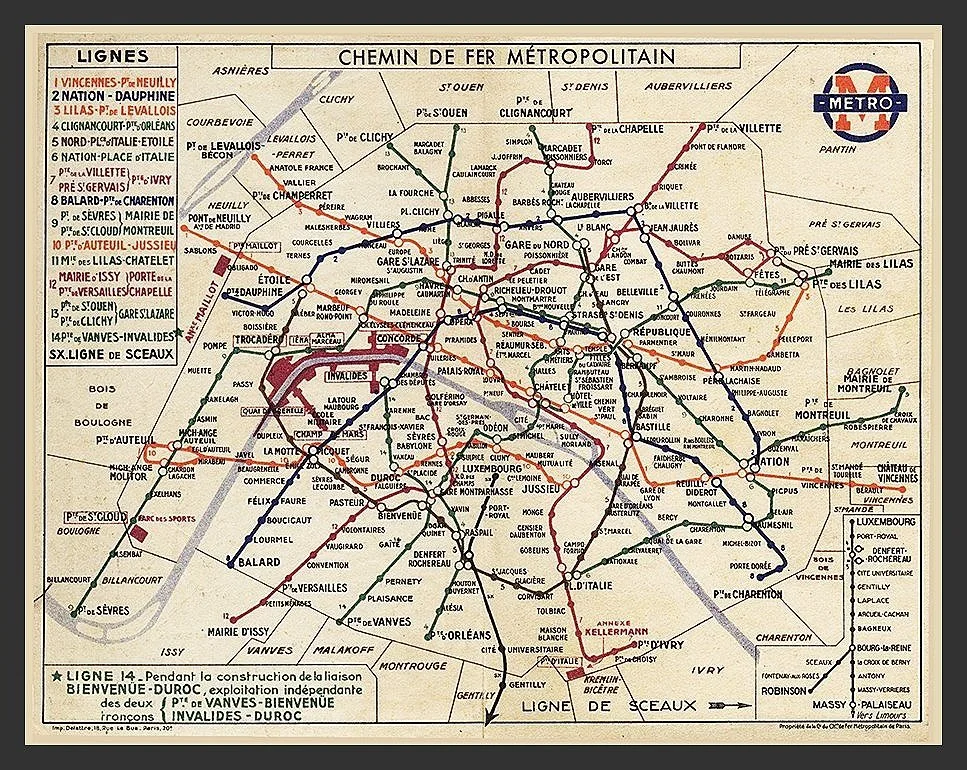 vintage paris metro map print (Copy)