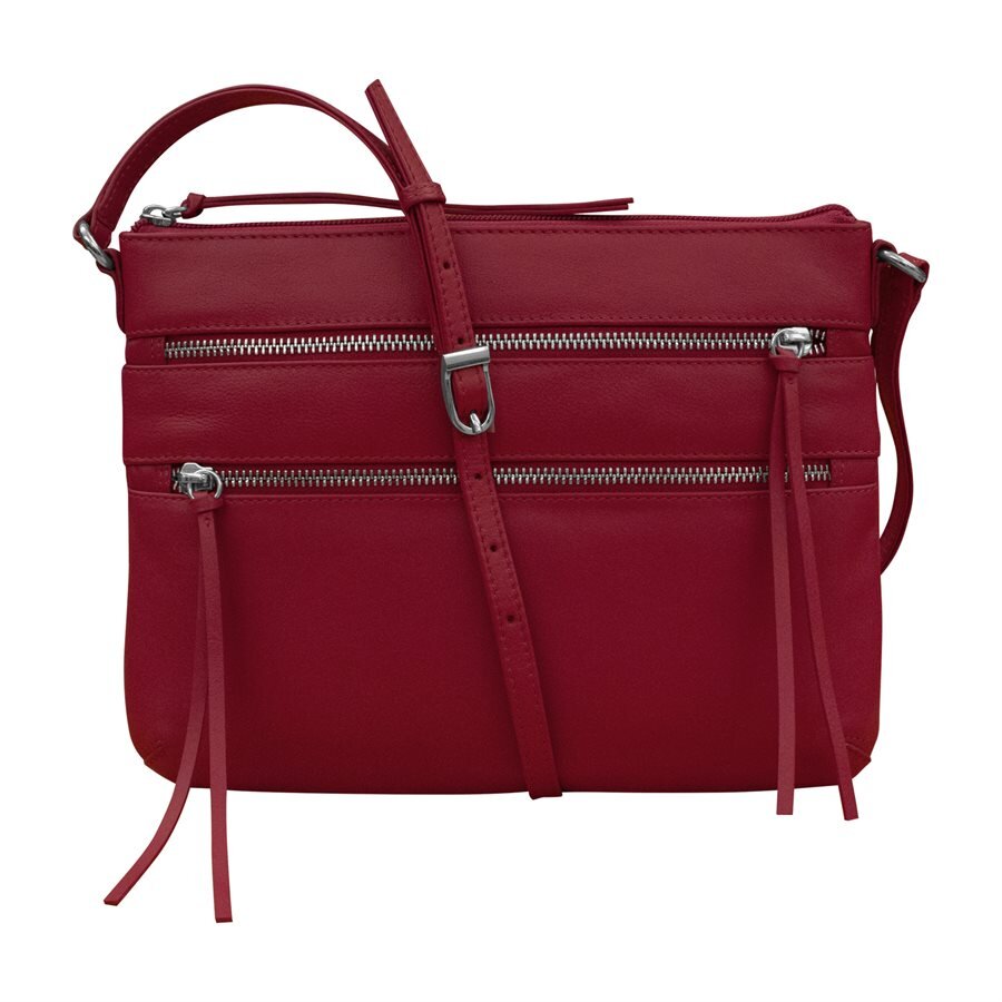 triple zipper merlot leather handbag — MUSEUM OUTLETS