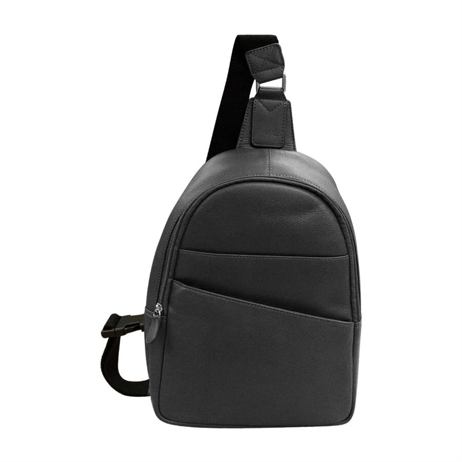 Black Sling Leather Backpack — MUSEUM OUTLETS display picture 3