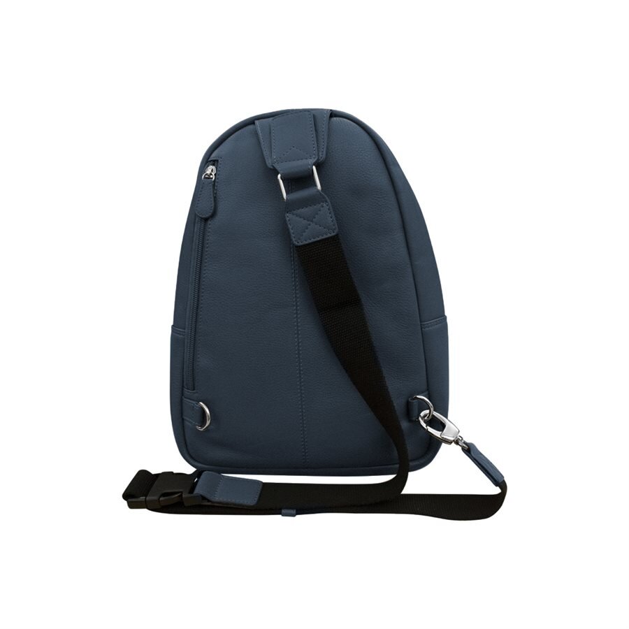 Navy Sling Leather Backpack — MUSEUM OUTLETS
