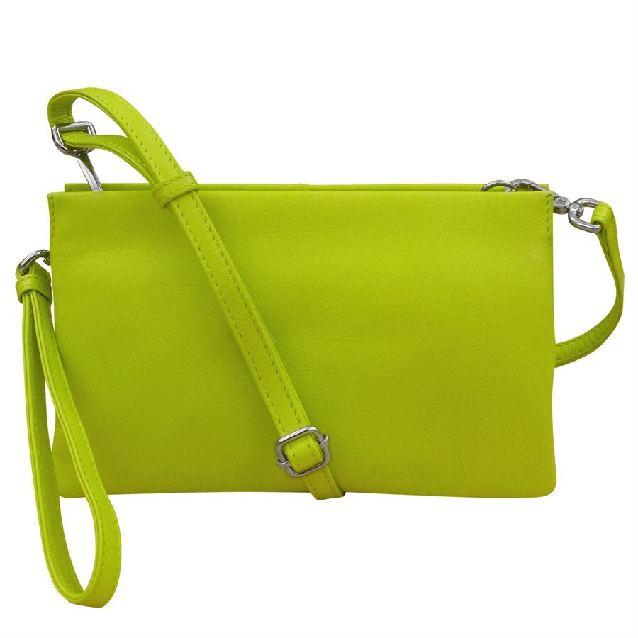 green leather small crossbody/wristlet handbag — MUSEUM OUTLETS