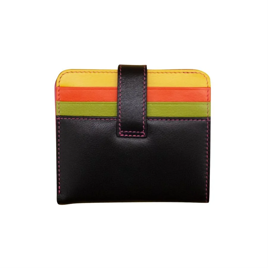 black multicolor leather credit card small wallet — MUSEUM OUTLETS
