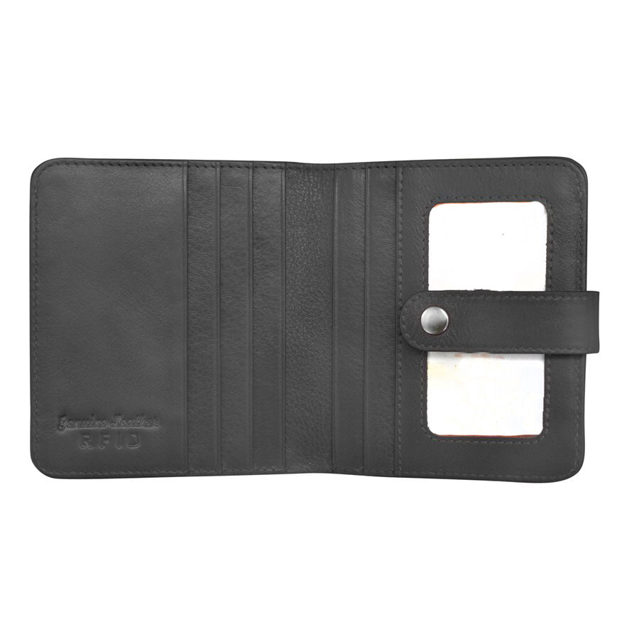 black leather credit card wallet — MUSEUM OUTLETS