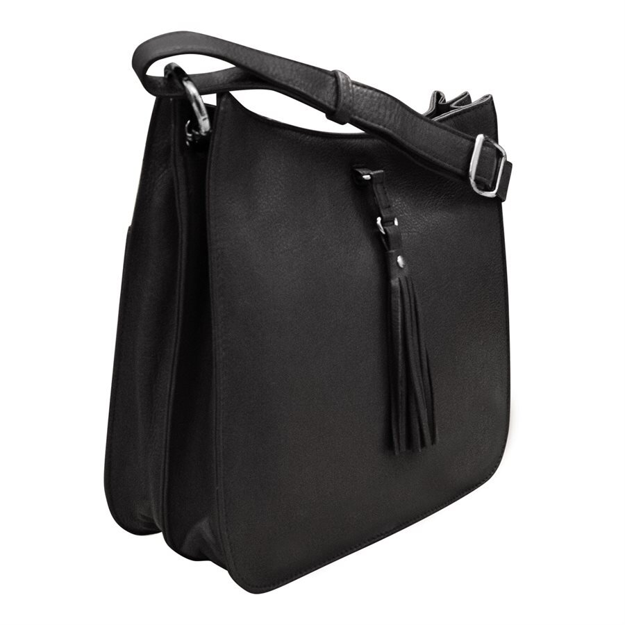 triple zipper black leather handbag — MUSEUM OUTLETS