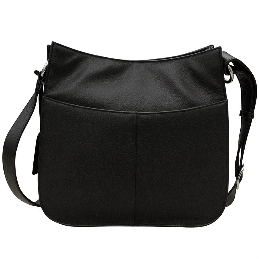 black leather feed bag handbag — MUSEUM OUTLETS