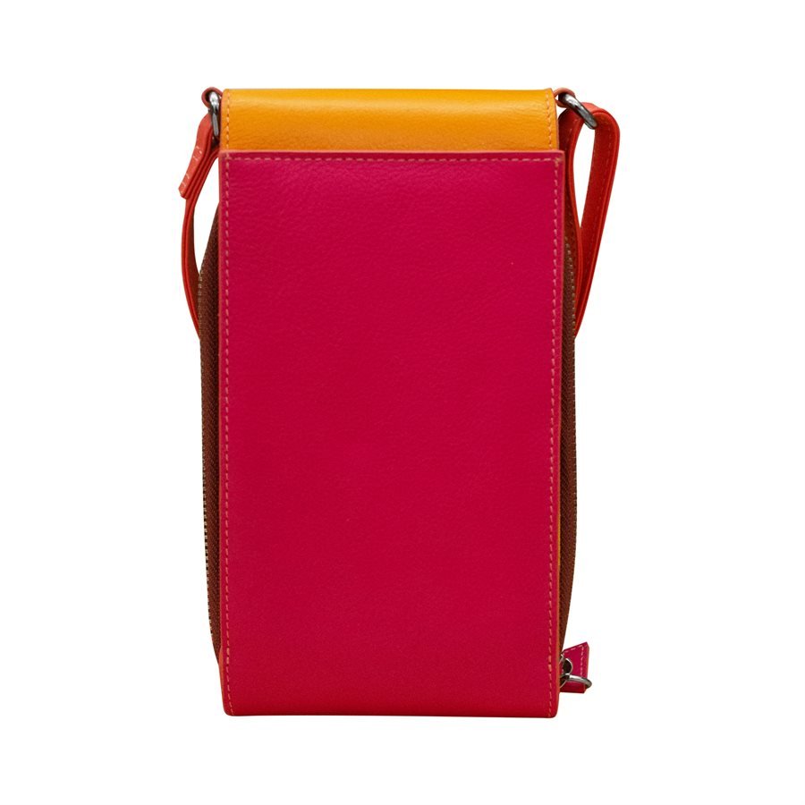 orange fuchsia leather smartphone crossbody wallet — MUSEUM OUTLETS