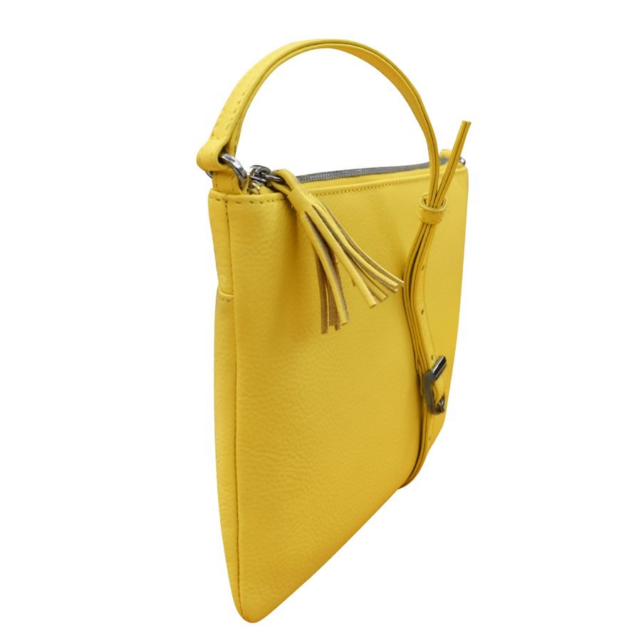 Yellow Summer Leather Crossbody Box Bag Purse with Silver Chain