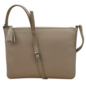 taupe leather slim crossbody handbag — MUSEUM OUTLETS