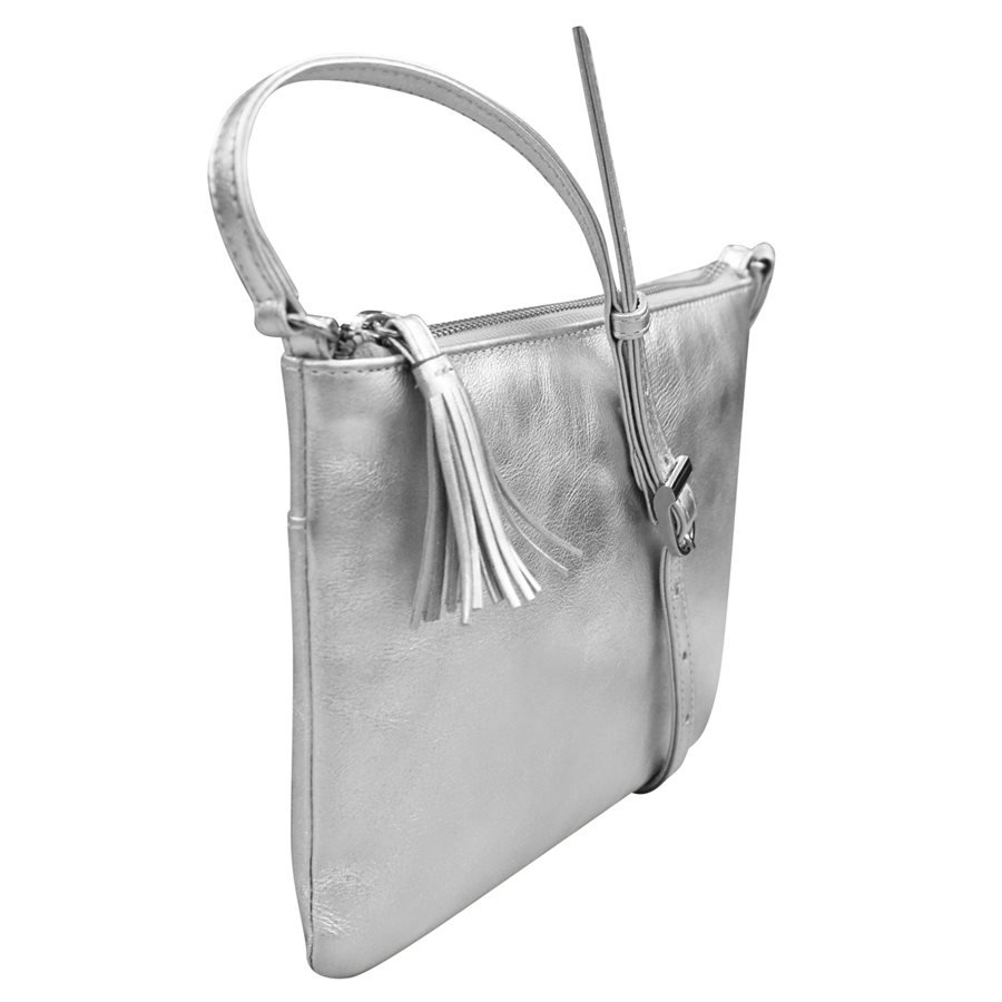 Silver Structured Leather Handbag Personalised Leather Bag 