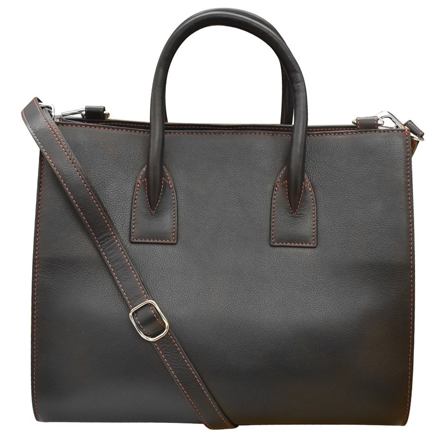 Black Leather Accordion Tote Bag, 80s leather tote purse wi…