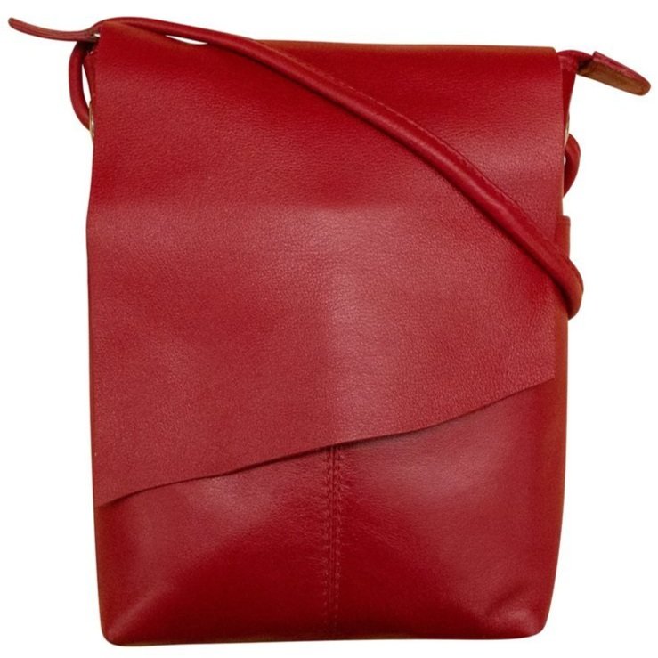 Red Leather with Orange Trim Crossbody Handbag — MUSEUM OUTLETS