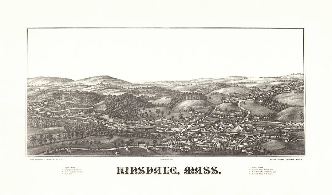 Hinsdale Antique Map Massachusetts 1887