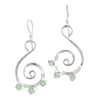 Bijna Laan Shinkan light green swarovski sterling silver dangle earrings — MUSEUM OUTLETS