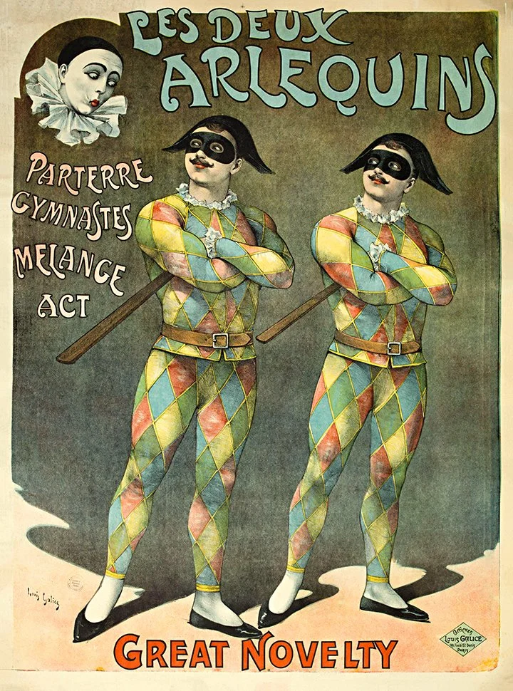 Les Deux Arlequins Vintage French Poster