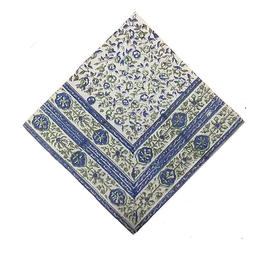cornwall blue hand block printed tablecloth and napkins