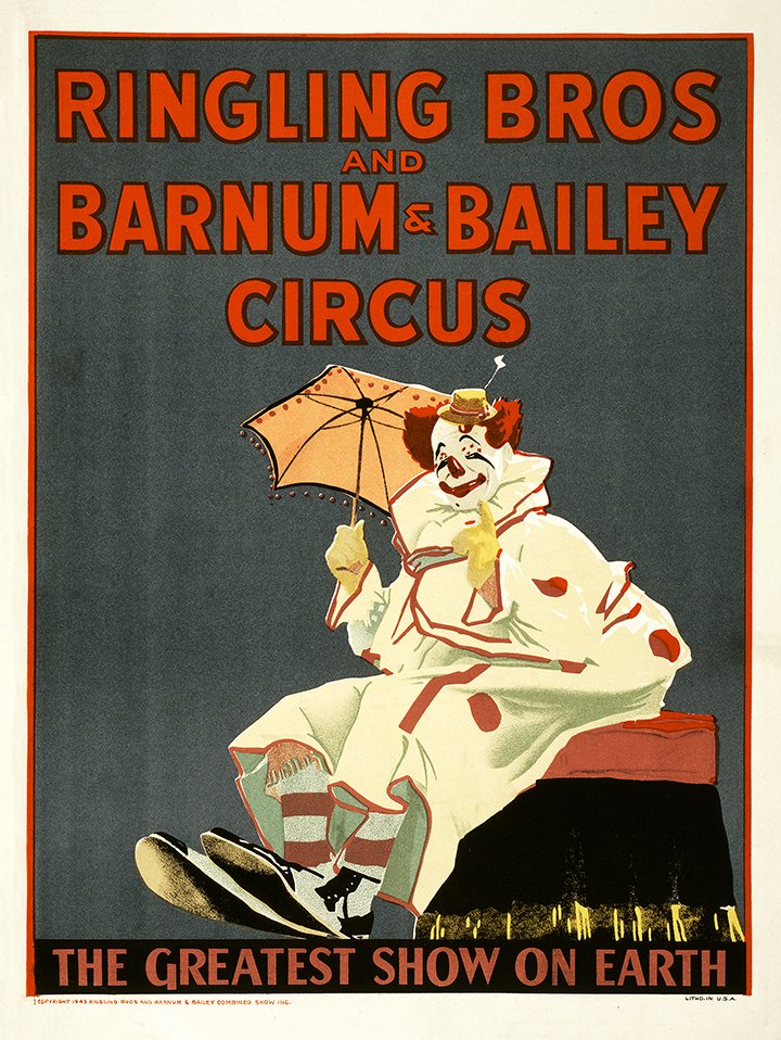 Ringling Bros and Barnum and Bailey Clown Vintage Circus Poster ...