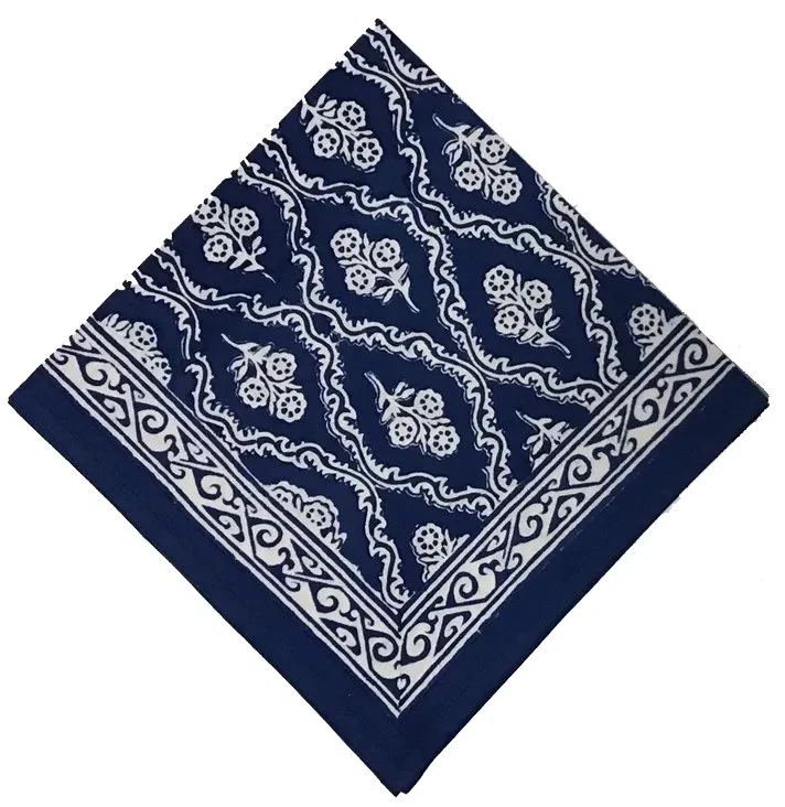 navy trellis hand block print cotton napkins and placemats