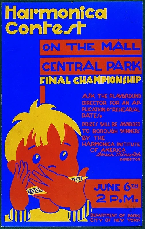 harmonica contest wpa vintage entertainment poster