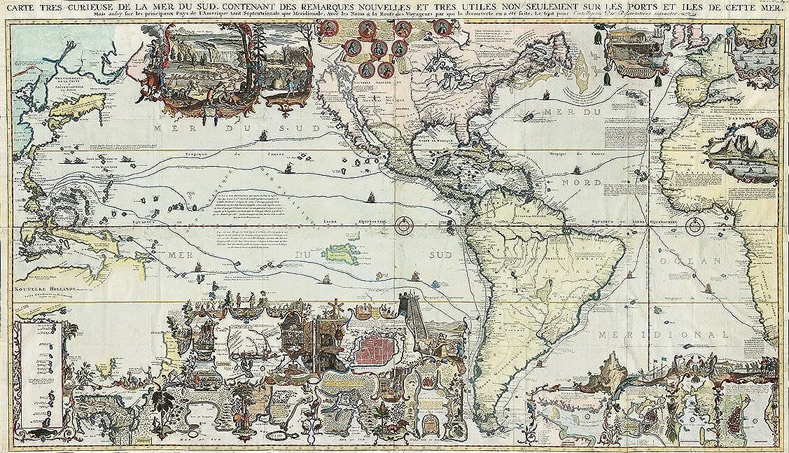 1719 Atlantic Ocean Old World Antique Maps
