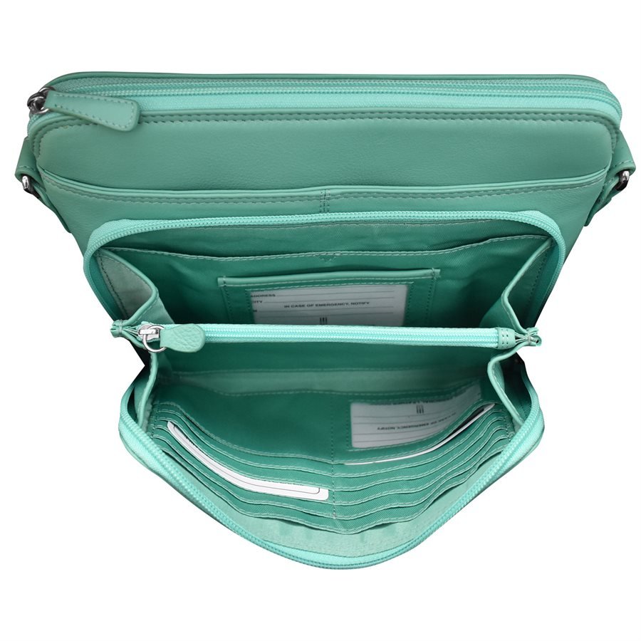 turquoise leather crossbody organizer handbag — MUSEUM OUTLETS
