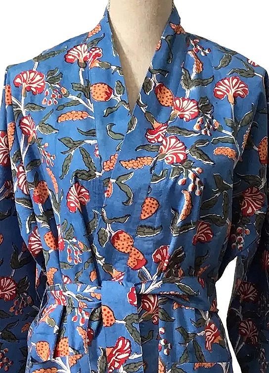 hand block printed kimono robe — MUSEUM OUTLETS