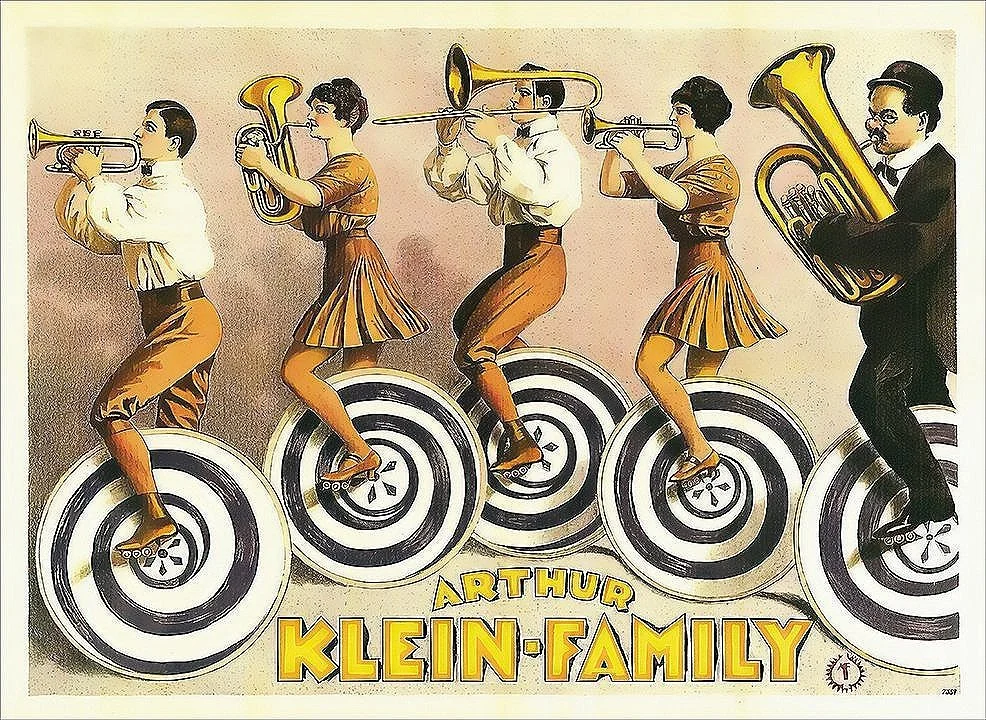 Klein-Family-musical-unicyclists-vintage-circus-posters-museum-outlets.jpg