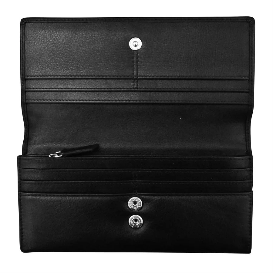 小物 CALEE leather long wallet BLK Black Leather Long Wallet — MUSEUM OUTLETS