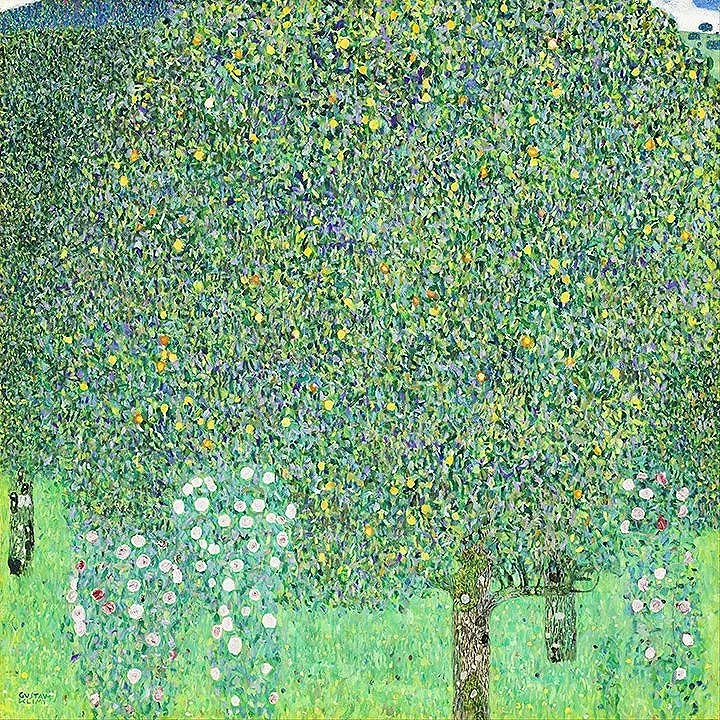 Klimt Rose Bushes Under Trees Fine Art Print