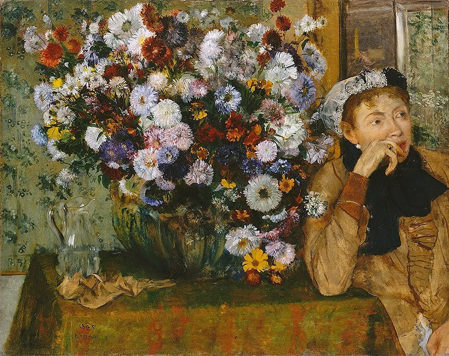 Degas Woman with Vase of Flowers Fine Art Print